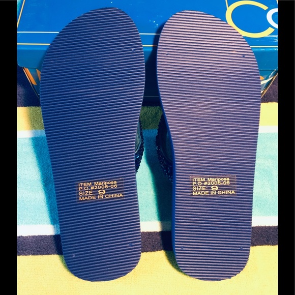 NIB Sequin Beaded Flip Flops in Royal Blue. - Picture 5 of 6